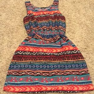Aztec print dress with waist band